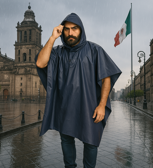 Impermeable manga azul