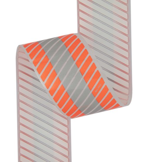 Reflejante Achurado Bicolor 2" Naranja / Plata